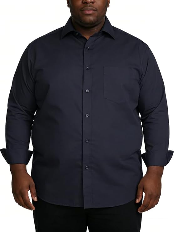 Mens Big and Tall Dress Shirts Button Down Shirts Long Sleeve Shirt from Size S to 6XL(T)