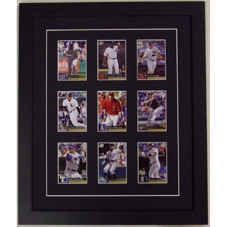 Trading Card Display Frame for 9 cards Black Frame Black Matting
