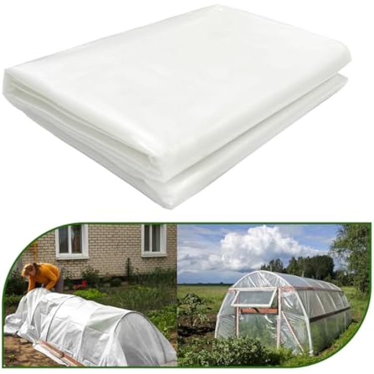 6 mil Greenhouse Plastic Sheeting, Clear Greenhouse Film, UV Resistant Thickened Plastic Sheeting Heavy Duty, Polyethylene Green House Plastic Cover6.5 x 6.5ft