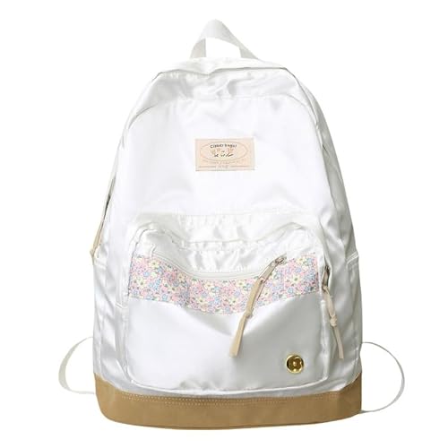 jupkem Y2k Backpack with Aesthetic Accessories Heart Korean Fashion Fragmented Flower Coquette Backpacks Vintage Casual Bags white