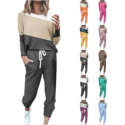 Sweatsuits Women 2 Piece Outfit Fall 2025 Long Sleeve Tops High Waisted Joggers Lounge Set Travel Clothes Track Suit