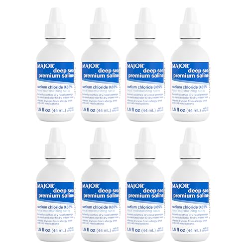 MAJOR Deep Sea Premium Saline - Nasal Moisturizing Spray for Dryness and Irritation Relief - Sodium Chloride 0.65% - 1.5 Fl. Oz 8 Pack