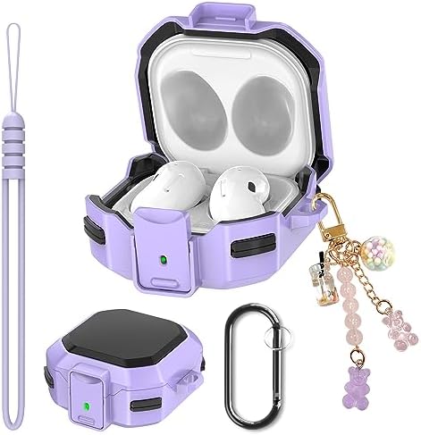 Case for Samsung Galaxy Buds 2 ProBuds ProBuds LiveBuds 2Galaxy Buds FE 2023,Pruple Cover with Anti-Drop Lock, Cute Candy Charm for Women