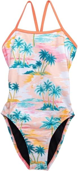 Speedo Girls The One Printed 830 One Piece Swimsuit, Palm Tree Print, Size 24 (Age 5-6)
