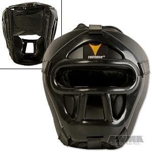ProForce Thunder Vinyl Head Guard w/ Face Shield - Black - Large / X-Large