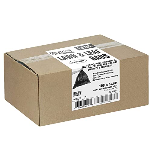 Ultrasac - Lawn, Leaf, Yard Cleanup Bags, 39 Gallon, 1.5 Mil, 33x43, Black, 100 Countw Ties