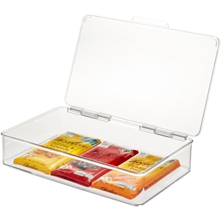 iDesign Kitchen Binz BPA-Free Plastic Stackable Organizer Box with Lid - 7.26 x 10.75 x 2.37, Clear