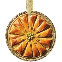 Christmas Ornament of Baklava with Pistachios Nuts, Honey Glaze, Pastry Dessert Cuisine, Food Themed Ceramic Foodie Lovers Novelty Holiday Xmas Ornaments Decor (Flat Design, NOT 3D)
