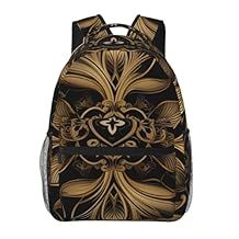 Casual Backpack for Women Men Black and golden pattern Lightweight Daypack Laptop Bag for Travel Hiking