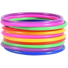 OBTANIM 12 Pcs Plastic Ring Toss Game for Kids and Outdoor Toss Rings for Speed and Agility Practice Game, Random Colors