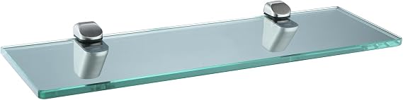 XVL 15.5-Inch Bathroom Glass Shelf, Brushed Nickel GS3003L