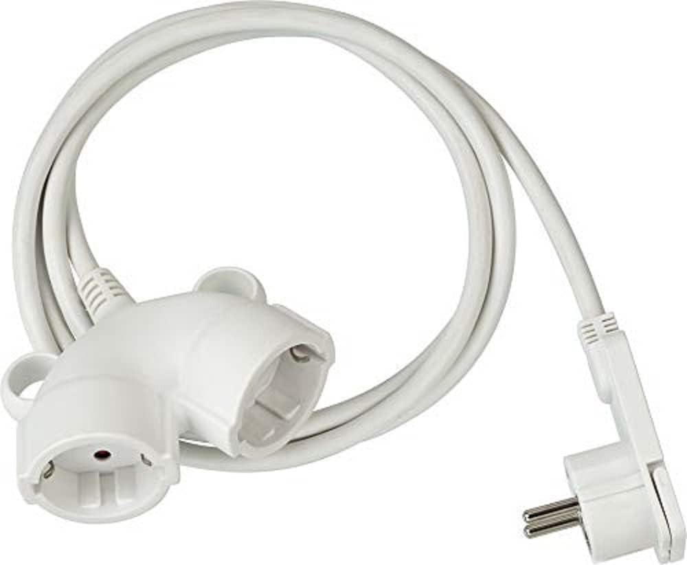 Brennenstuhl Quality plastic extension cable with flat plug extension cable, 5 m cable, power extension cable, double socket, [Energy Class A]