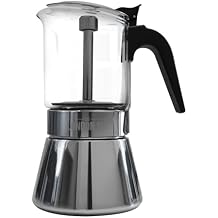 The London Sip Glass and Stainless Steel Stovetop Espresso Maker Moka Pot Italian Coffee Percolator, Glass, Small (5.07 oz)