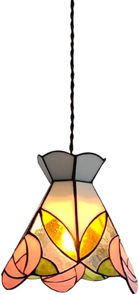 1-Light Splicing Glass Pendant Light Industrial Farmhouse Light Fixture with Stained Glass for Bedroom Hallway Dining Room Entryway Kitchen Cafe Bar Hanging Ceiling Lighting Fixture