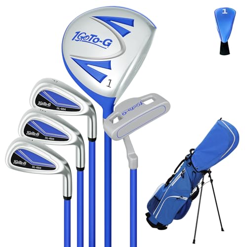 Kids Golf Clubs Set, Youth Golf Clubs Junior Set Ages 9-12 Includes Stand Bag, 1# Drive, 7#, 9# PW# Irons and Putter Right Hand for Boys Girls