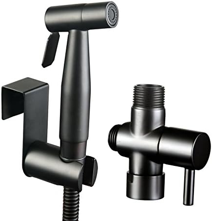 Shile Black Color Stainless Steel Handheld Bidet Sprayer Diaper Shattaf Douche Complete Bidet Set for Toilet Bathroom