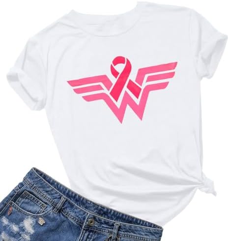 Breast Cancer Shirts for Women:Breast Cancer Awareness Shirts Cancer Care Gifts Short Sleeve Tee Top