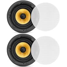 Pyle 6.5" in-Ceiling in-Wall Speakers Pair - 2-Way Hi-Fi Flush Mount Speaker Set w/Magnetic Grills, 300W Max, 8 Ohm, 70Hz-22kHz, 7.9" Cutout - PDIC68FG