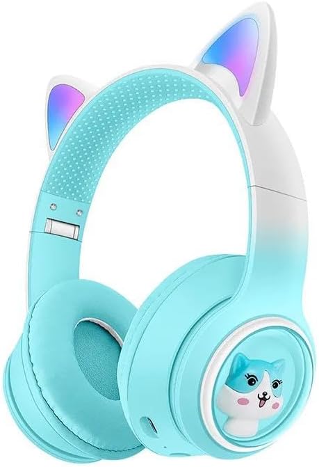 Heartz Renklİ BÜyÜk A Kalİte Kulak ÜstÜ TaÇ Renklİ IŞikli Kedİ Kulakli Kedİ Kabartmali 5.3 Versİon Ped BalŞlikli Boyu Ayarlanabİlen Çok Rahat Bluetooth Kulaklik Akz 02 (turquaz)