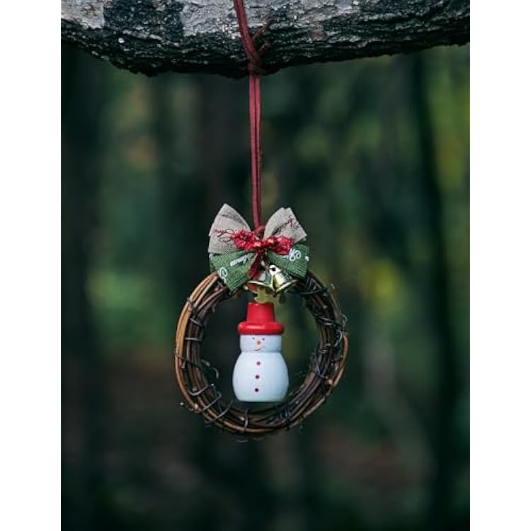 Miamor Christmas Themed Dream Catcher Small Size Rattan Ring with Wooden Santa Claus Christmas Indoor WallWindowCar Interior Rearview Mirror Dangle Boho Car Charms Hanging Decorations