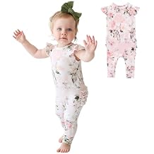 Posh Peanut Baby Girl Pajamas Ruffled Cap Sleeve Romper PJs Soft Viscose from Bamboo One-Piece for Babies & Toddlers