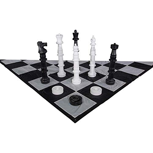 MEGACHESS Giant Chess Set - 49 Inch Tall King with Giant Checkers Set and Giant Quick Fold Chess Mat
