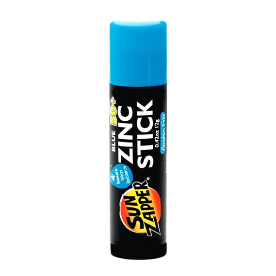 Sun Zapper Zinc Oxide Sunscreen Stick SPF 50+ Blue Colored Mineral Sunscreen Stick for Face, Water Resistant Sunblock for Kids and Adults, Broad Spectrum, Travel Size 12g (0.42 oz), Australian Made
