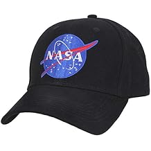 Rothco NASA Hat Embroidered Logo Low Profile Baseball Cap, Adjustable Hook & Loop, Black Cotton Twill, One Size