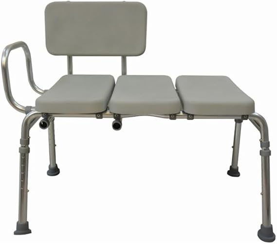 VMS Padded Transfer Bench - 300 lbs Capacity, Height Adjustable, Reversible Back, Tool-Free Assembly, Waterproof and Tear-Resistant Foam Cushion