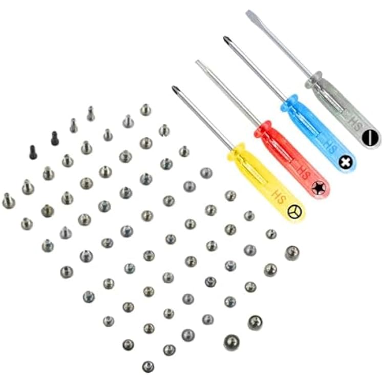 MMOBIEL Screw Set for iPhone 15 Complete Full Screw Set Replacement - Comprehensive Repair Kit Includes Pentalobe Bottom Screws in Black, Silver and 4 Screwdrivers
