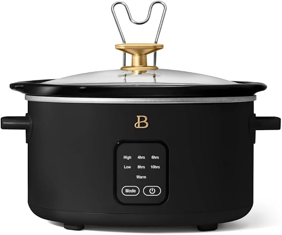 4-Quart Slow Cooker with Touch-Activated Display, Programmable Digital Controls, Removable Non-Stick Pot, Keep Warm Function (Black Sesame)