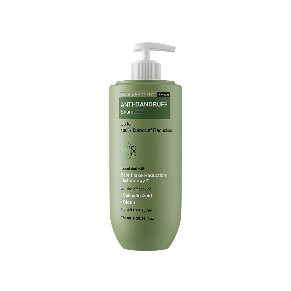 Bare Anatomy Anti Dandruff Shampoo Reduces Up to 100% Dandruff and Strengthens Hair Derma Approved Shampoo with Salicylic Acid & Biotin Shampoo For All Hair types For Women And Men 750ml