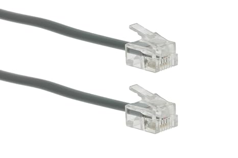 CablesAndKits RJ11 Telephone Cable 7 ft Silver, Straight, 6P4C