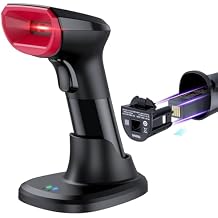 TEEMI TMSL-58CR 2D Bluetooth Barcode Scanner with USB Cradle, Easy Replaceable Battery, Handsfree Auto Scanning, Rechargeable Wireless UPC QR Code Reader for Warehouse, Supermarket, Retail Store POS