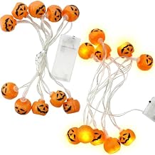 2 Pack Halloween Pumpkin String Lights, LED Battery Operated Pumpkin Lights, 5Ft 10 LED Holiday Lights for Indoor Outdoor Decor Halloween Costumes Party Decorations
