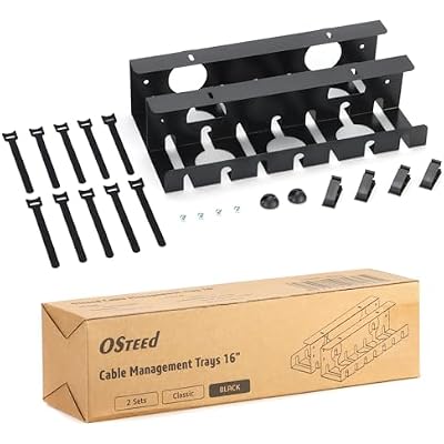 Under Desk Cable Management Tray 2 Pack Black, Home & Office Standing Desk Cord Organizer
