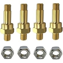 YSIL Side Post Battery Terminal Bolt 3/8"-16 Brass Long Stud Side Post Battery Terminal Adapter Standard Battery Side Post Extender Extension Screws 1.85" Length 4PCS