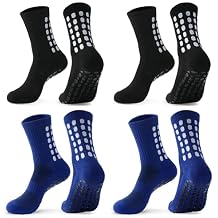 ZXOLDZX 4 Pairs Men's Soccer Socks with Grip Pads Non-Slip Football Basketball Sports Grip Soccer Socks for Men Women