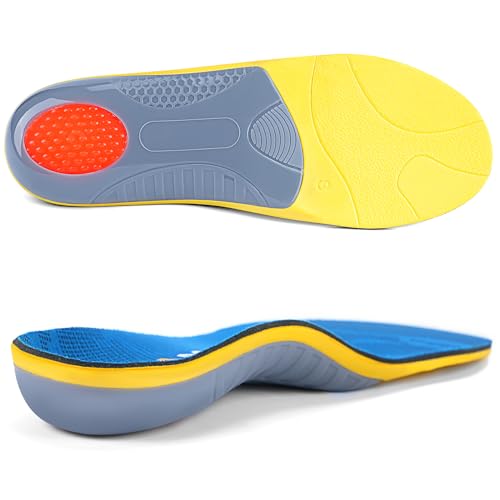 Plantar Fasciitis Insoles Arch Support Inserts Orthotics for Flat Feet Arch Pain Relief Pronation for Work Boot Shoe for Men Women Men 9-9 12 | Women 11-11 12-280mm