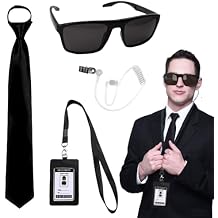 Tahonuss Agent Costume Set Secret Service Outfit Accessory Game Cosplay Costume Kit for Men Women Birthday Party Favor Gifts