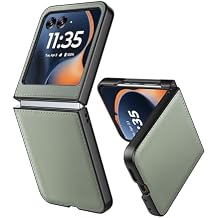 Cresee Case for Motorola Razr 2024/2025 / 2026 - PU Vegan Leather Back & Hard Polycarbonate Bumper Phone Case for Moto Razr 2024/2025 / 2026 - Green