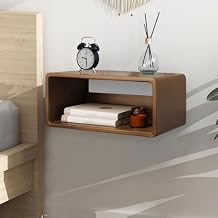 Wood Floating Nightstand Side Table 18x 10x 7.5 Rustic Black, Modern Wooden Floating Nightstand for Bedroom Bedside Table for Bedroom Office Home Decor