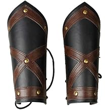 Set of 2 Medieval Leather Bracers/Archery Skirmisher Arm Guards Armour Cosplay