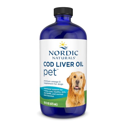 Nordic Naturals Pet Cod Liver Oil, Unflavored - 16 oz - 1048 mg Omega-3 Per Teaspoon - Fish Oil for Dogs with EPA & DHA - Promotes Skin, Coat, Immune Health