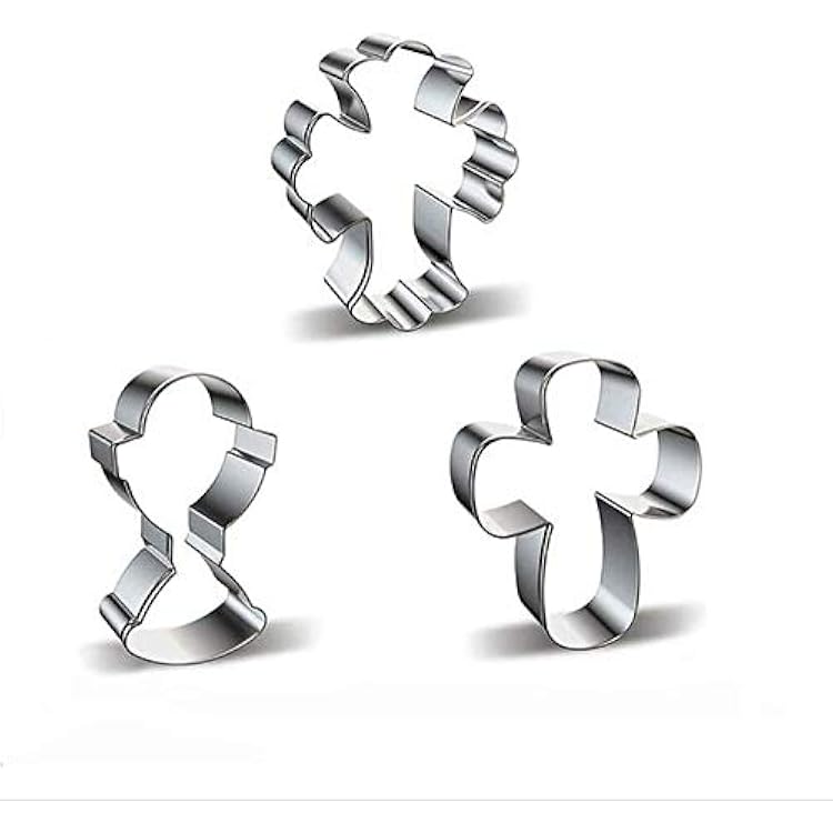 3 Pcs Different Shapes Stainless Steel Cross Cookie Cutter,Easter Cookie Molds Cutters SetSilver