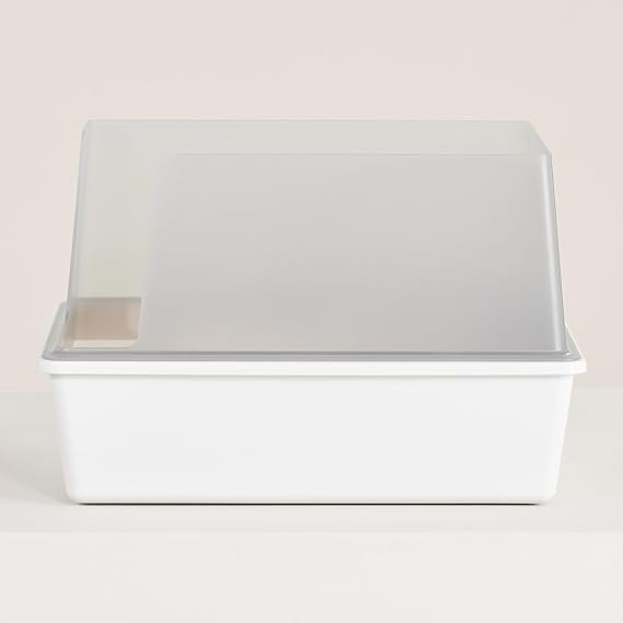 Tuft & Paw Cubby High Sided Cat Litter Box, Open Top, Anti-Stick Plastic, Low Tracking - White/Gray
