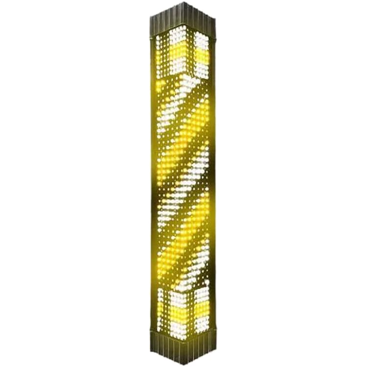 Colorful Rotating LED Salon Light, Barber Poles Outdoor, Barber Shop Signs Pole Rotating Illuminated Light Hair Salon Shop Beauty Sign, Wall-Mounted,Yellow,155X23CM