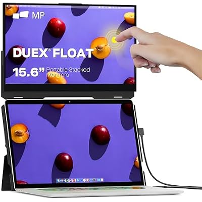 Duex Float New Mobile Pixels 15.6 Stacked Portable Monitor, FHD IPS Portable Touchscreen Built-in Kickstand, USB CHDMI Laptop Screen Extender Optional Magnets, Windows, MacOS, ChromeOS, Switch