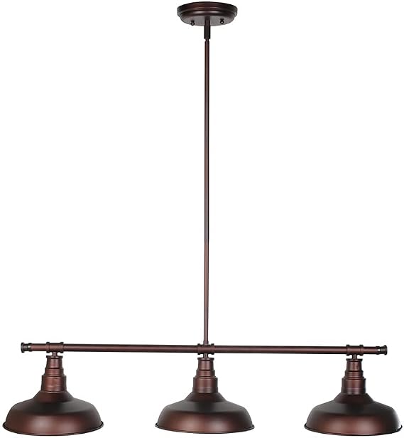 Design House 520387 Kimball Industrial Farmhouse 3-Light Indoor Pendant with Metal Shades for Kitchen Dining Room Bar Island, Coffee Bronze