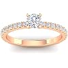 3/4 Carat TW Natural Round Diamond Engagement Rings in 10k Rose Gold (H-I, I2-I3)